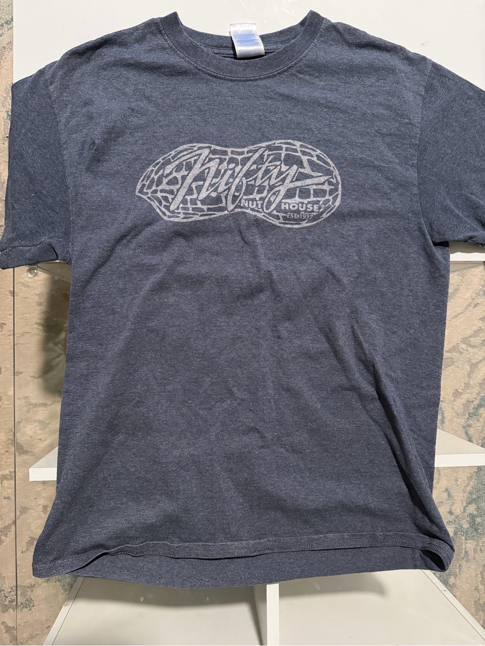 H&M Heather Navy Graphic Short Sleeve Tee